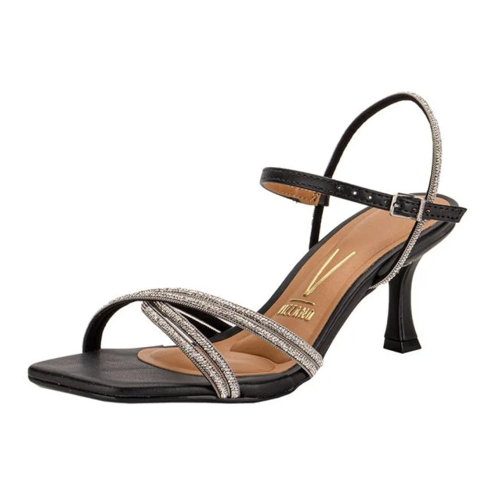 Sandália Feminina Salto Taça Vizzano 6536105 PRETO/PRATA 35