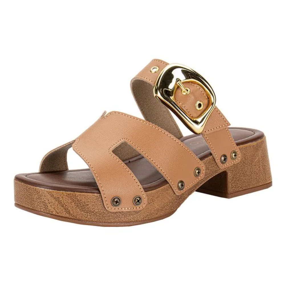 Tamanco Feminino Salto Grosso Beira Rio 8559101 CAMEL 34
