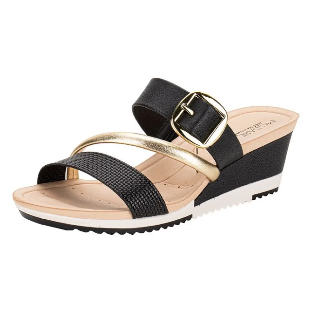 Tamanco Feminino Anabela Modare 7123152 PRETO/DOURADO 35