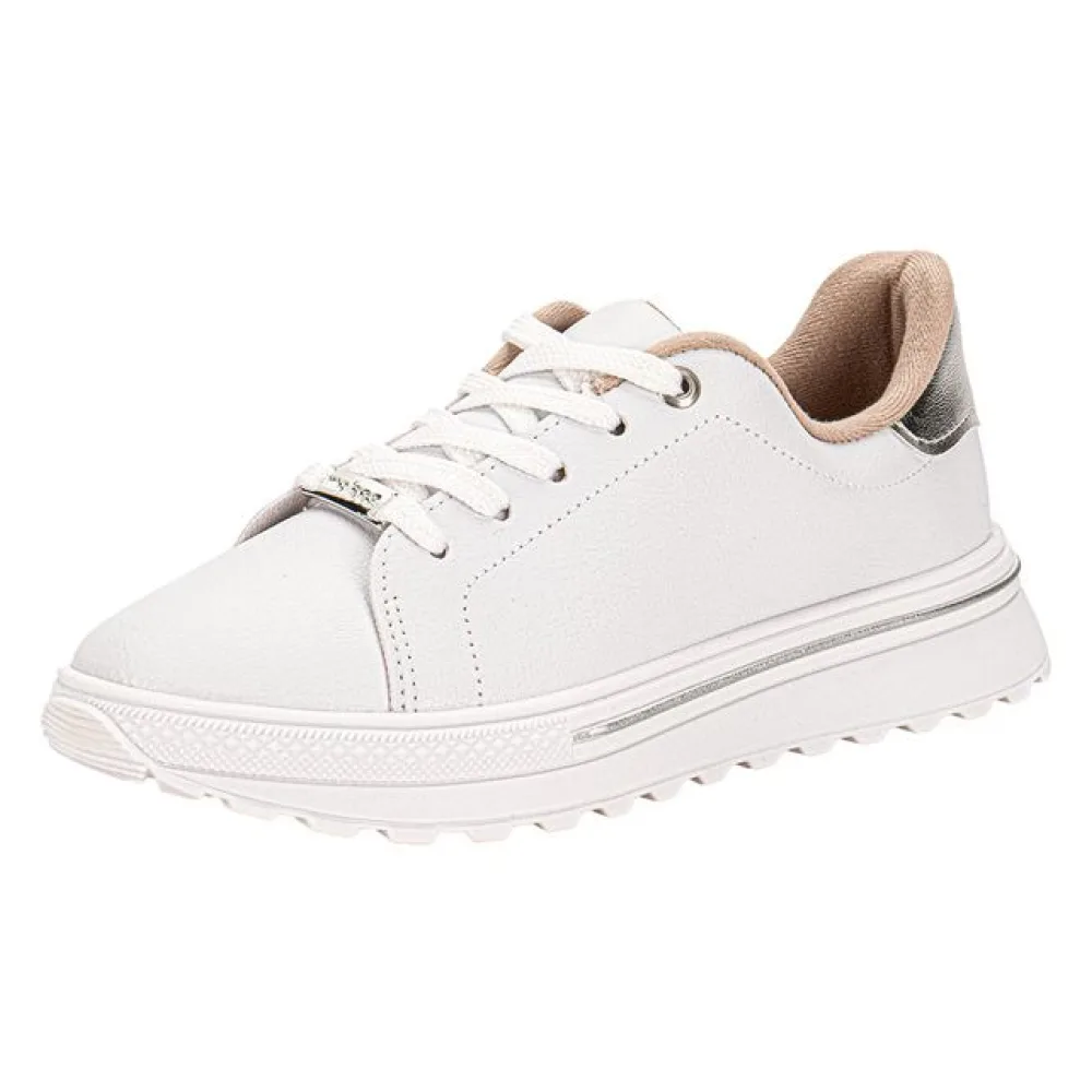 Tênis Feminino Casual Moleca 5809210 BRANCO/PRATA 34
