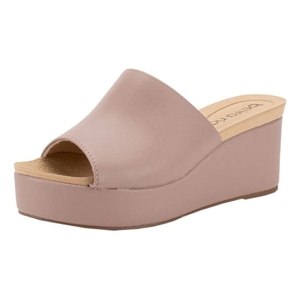 Tamanco Feminino Anabela Beira Rio 8407100 TAUPE 34