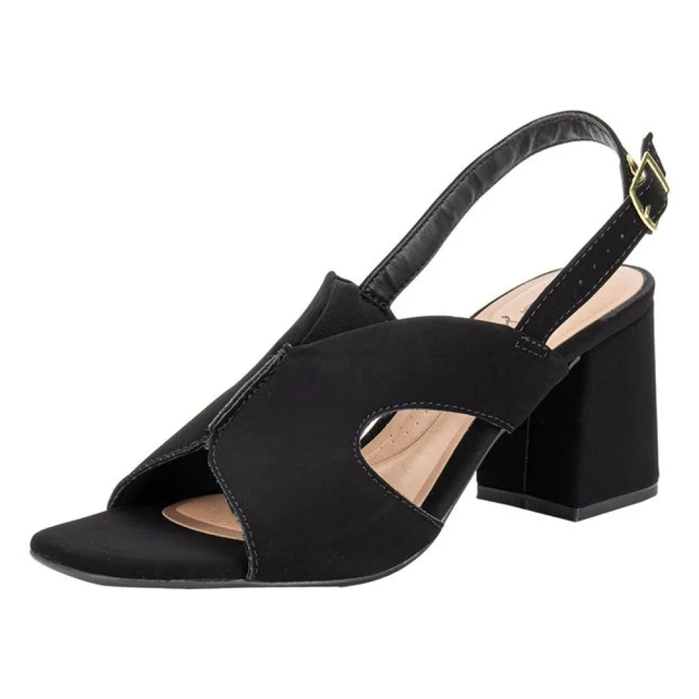 Sandália Feminina Salto Grosso Beira Rio 8436238 PRETO/NOBUCK 34