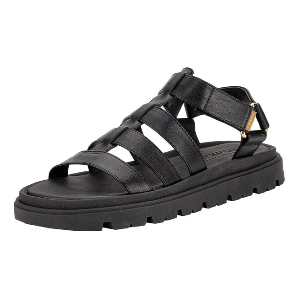 Sandália Feminina Flat Moleca 5504109 PRETO 35