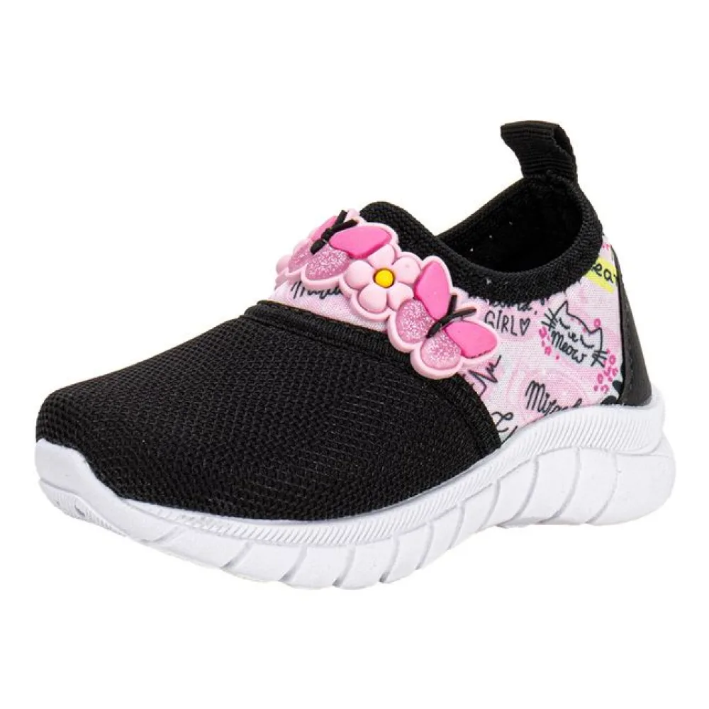 Tênis Infantil Feminino Nayarinha 396 PRETO/ROSA 20