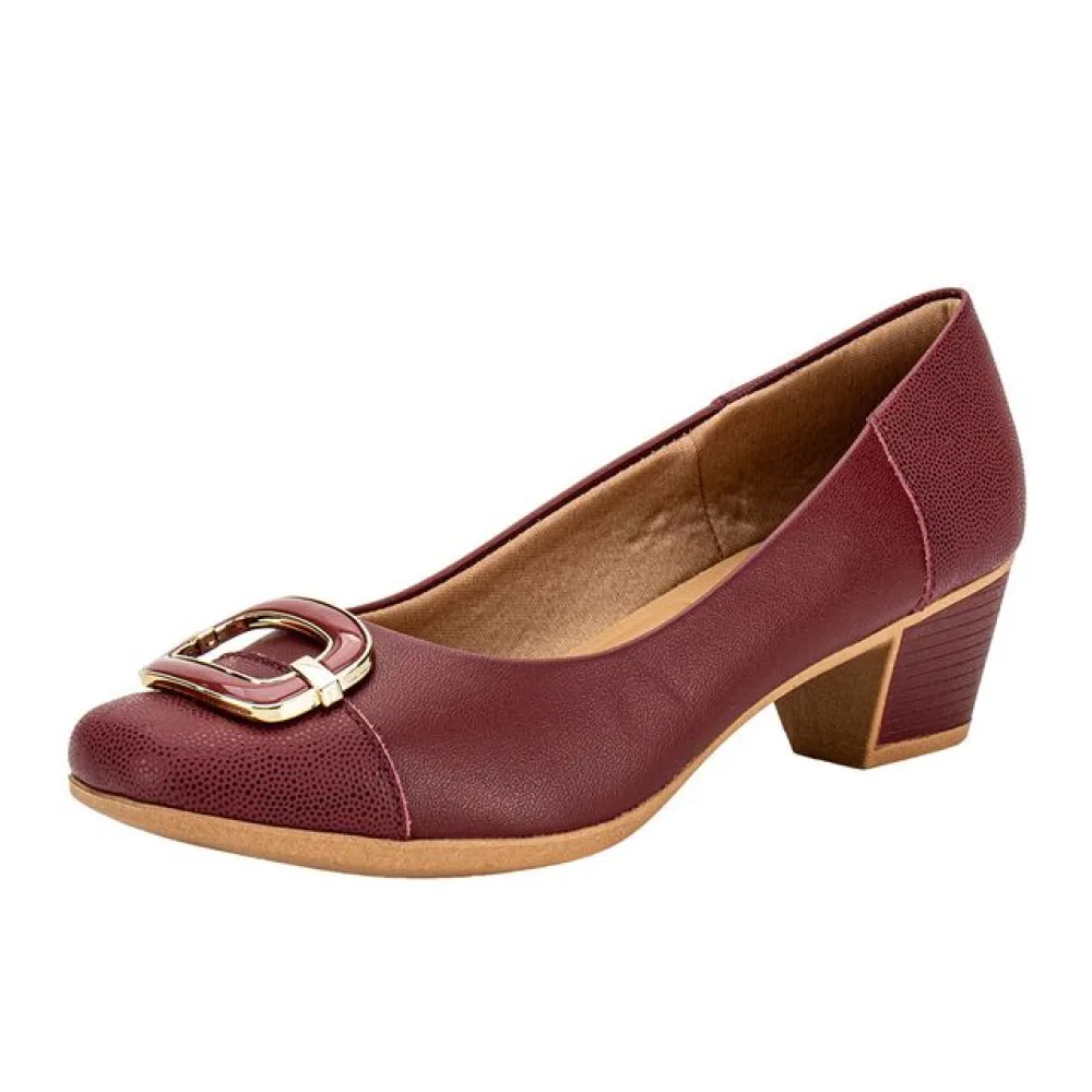 Sapato Feminino Salto Grosso Usaflex MM1502 VINHO 34