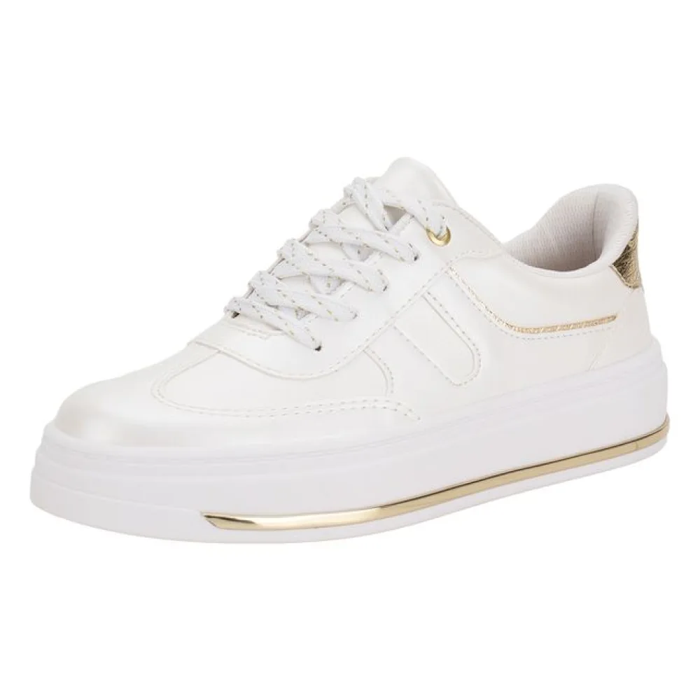 Tênis Feminino Casual Beira Rio 4305421 BRANCO/OURO 34