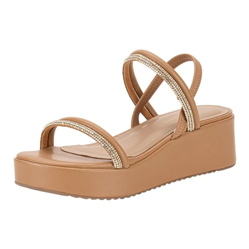 Sandália Feminina Anabela Via Marte 167008 CARAMELO 38