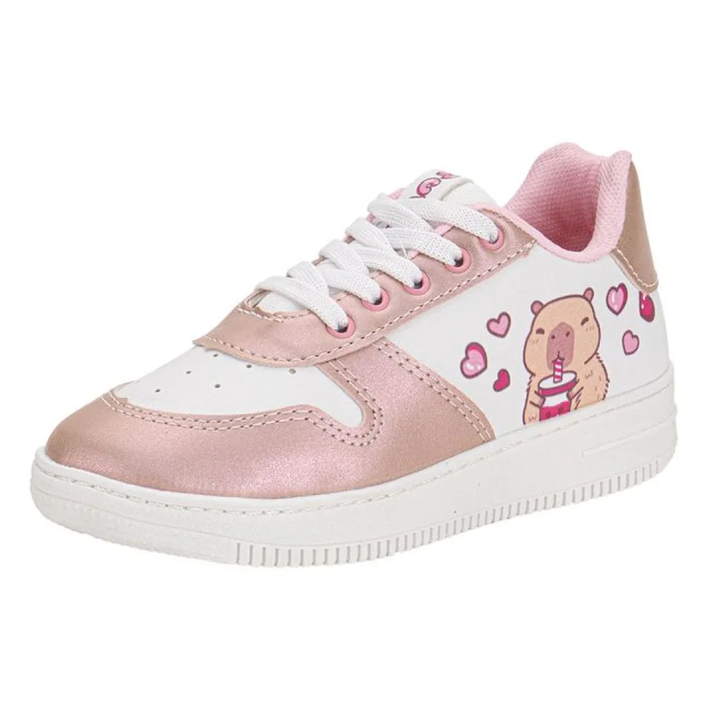 Tênis Infantil Feminino Capivara Minipé MP2540S BRANCO/ROSA 28