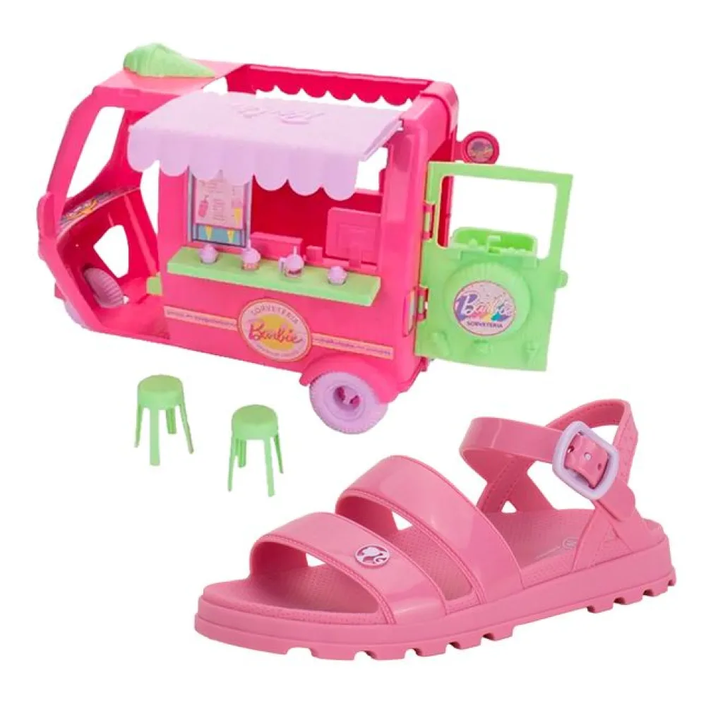Kit Sandália Infantil Barbie e Sorveteria Grendene Kids 23221 ROSA 25