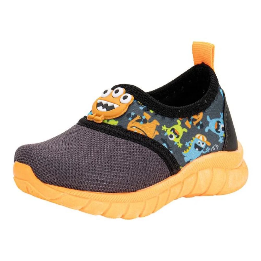 Tênis Infantil Masculino Slip On Kids Top 389 CINZA/LARANJA 23