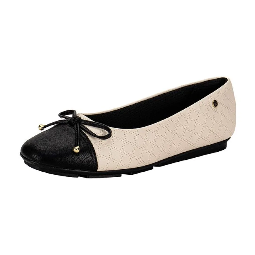 Sapatilha Feminina Flat Piccadilly 122030 BEGE/PRETO 34