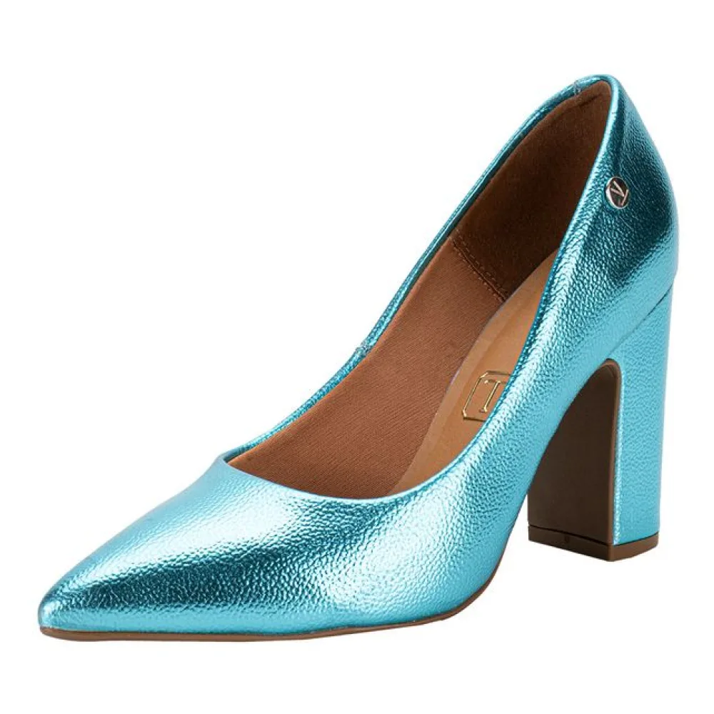 Sapato Feminino Salto Grosso Vizzano 1285400 AZUL 35
