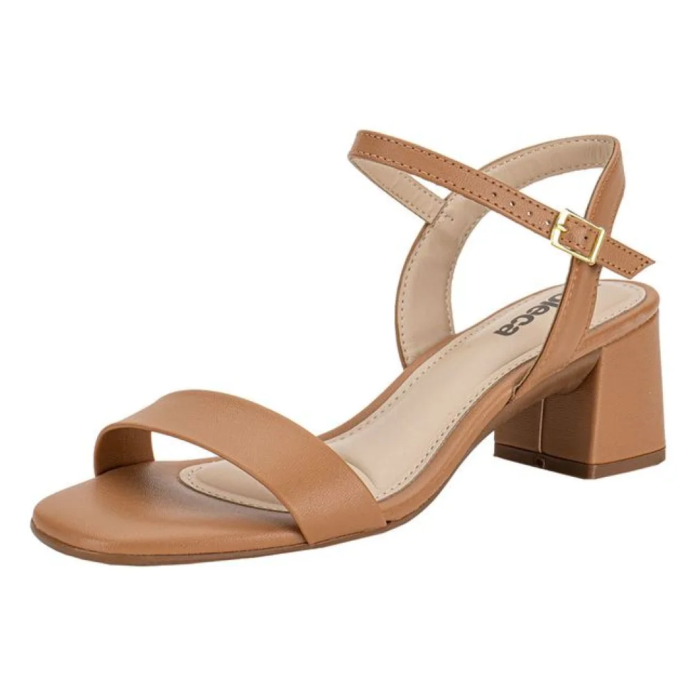 Sandália Feminina Salto Grosso Moleca 5496101 CAMEL 35