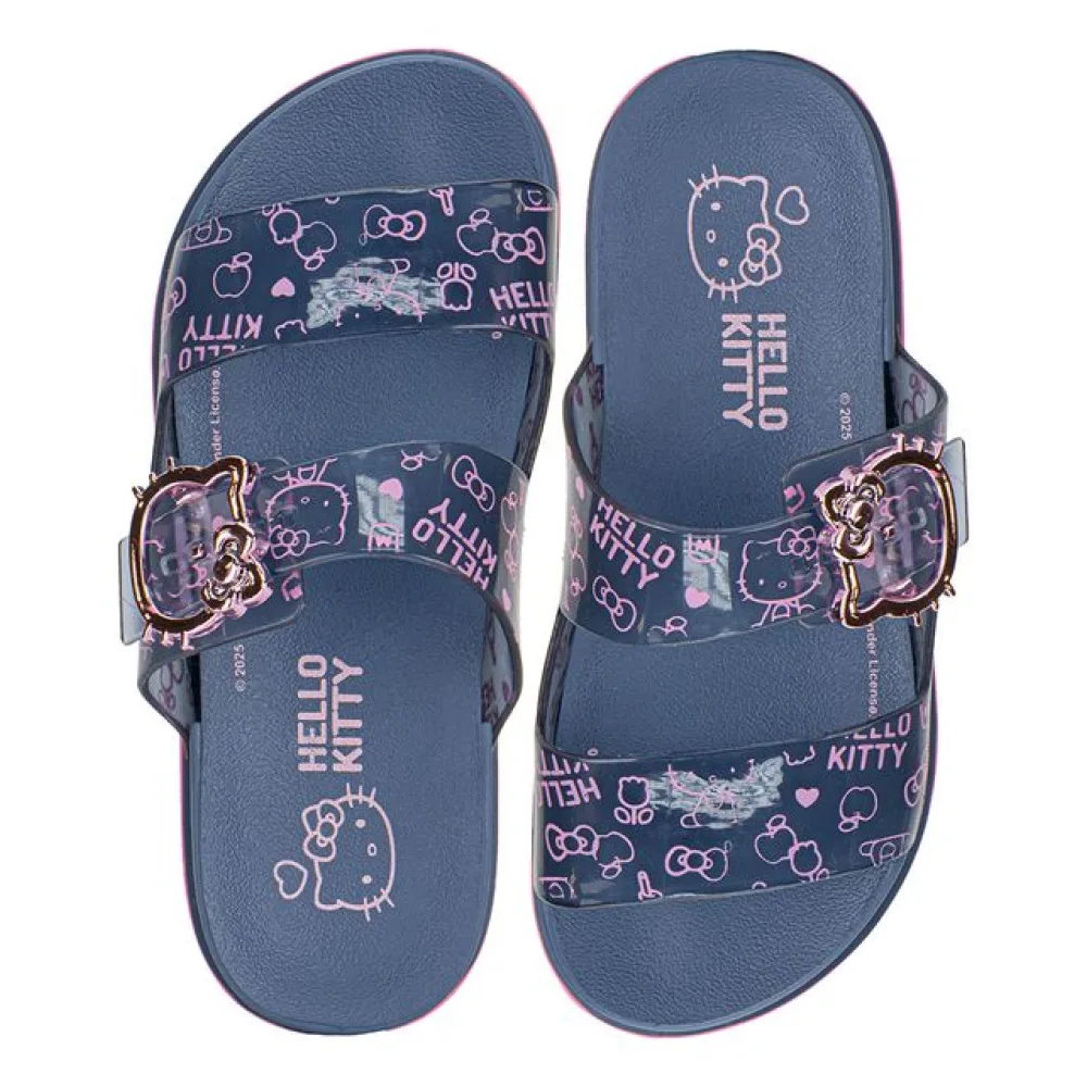 Chinelo Infantil Feminino Slide Hello Kitty Summer Grendene Kids 23280 AZUL/ROSA 26/27