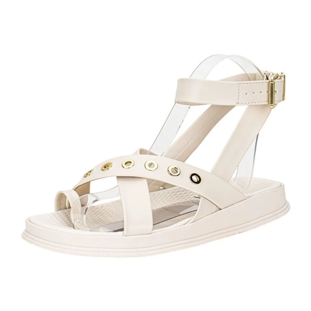 Sandália Feminina Flat Moleca 5556104 BRANCO/OFF 34