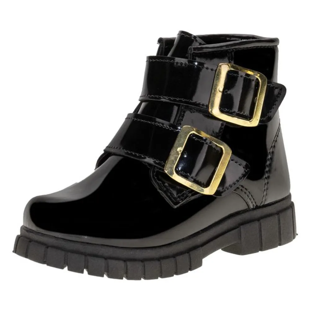 Bota Infantil Feminina Coturno Fuffy 13525 VERNIZ/PRETO 22