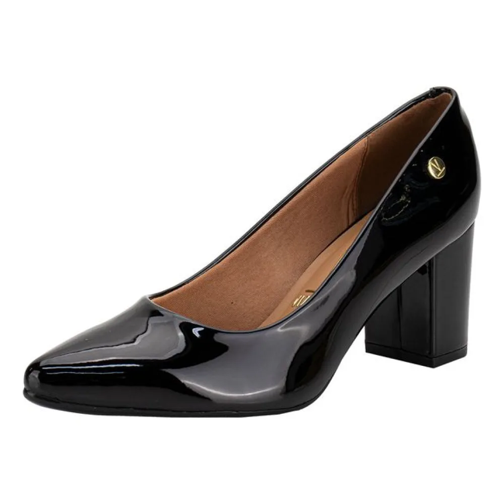 Sapato Feminino Salto Grosso Vizzano 1290500 VERNIZ/PRETO 36