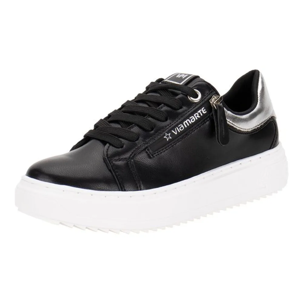 Tênis Feminino Casual Via Marte 206001 PRETO/PRATA 34