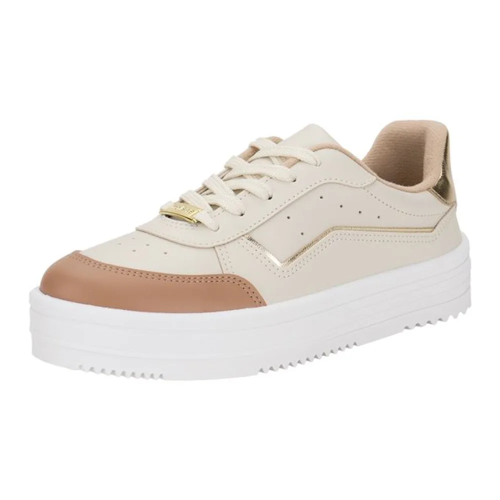 Tênis Feminino Casual Moleca 5782316 BEGE/DOURADO 34