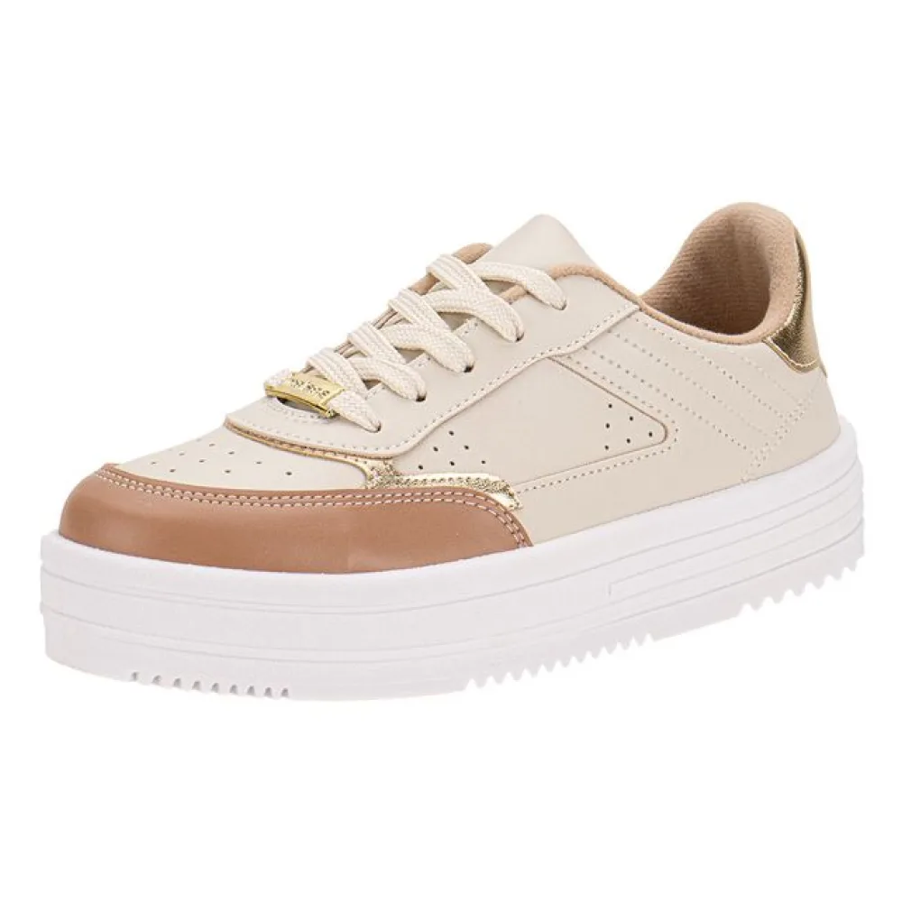 Tênis Feminino Casual Moleca 5782312 BEGE/DOURADO 34