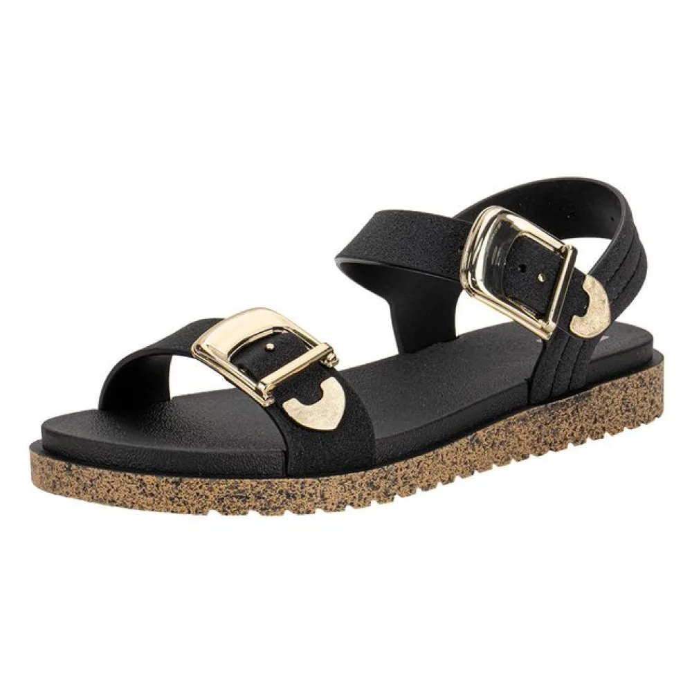 Sandália Feminina Flat Rich Zaxy 19200 PRETO 36
