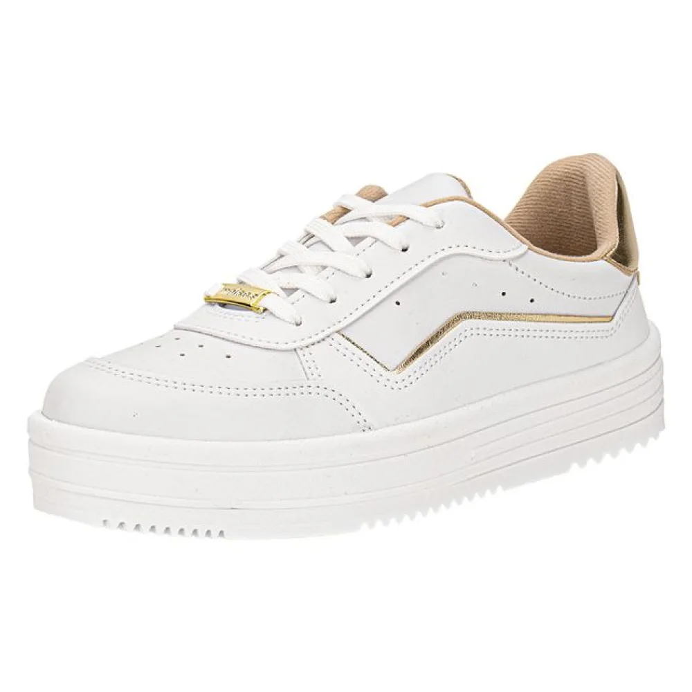 Tênis Feminino Casual Moleca 5782316 BRANCO/DOURADO 34