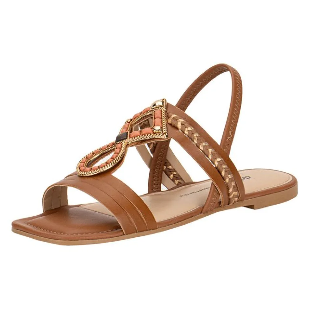 Sandália Feminina Flat Dakota Y7952 CARAMELO 34