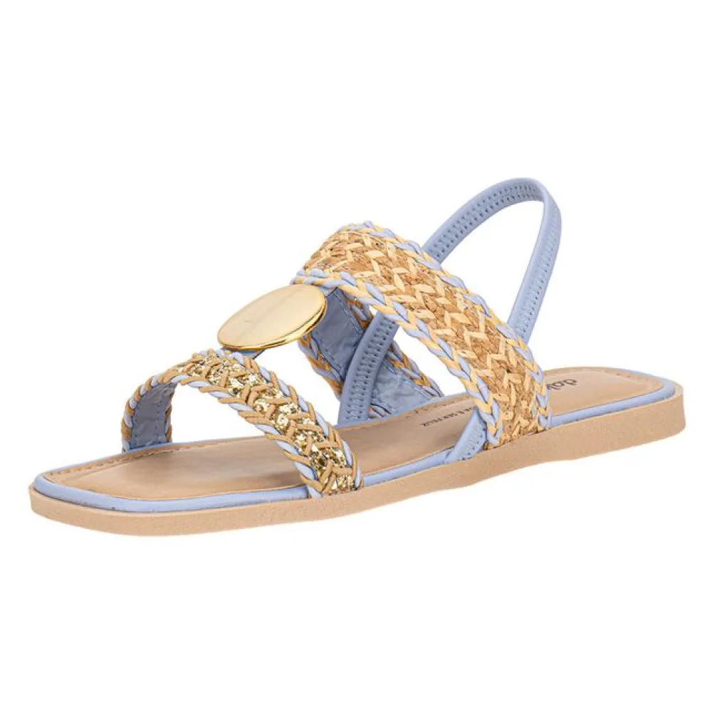 Sandália Feminina Flat Dakota Y8102 BEGE/AZUL 34