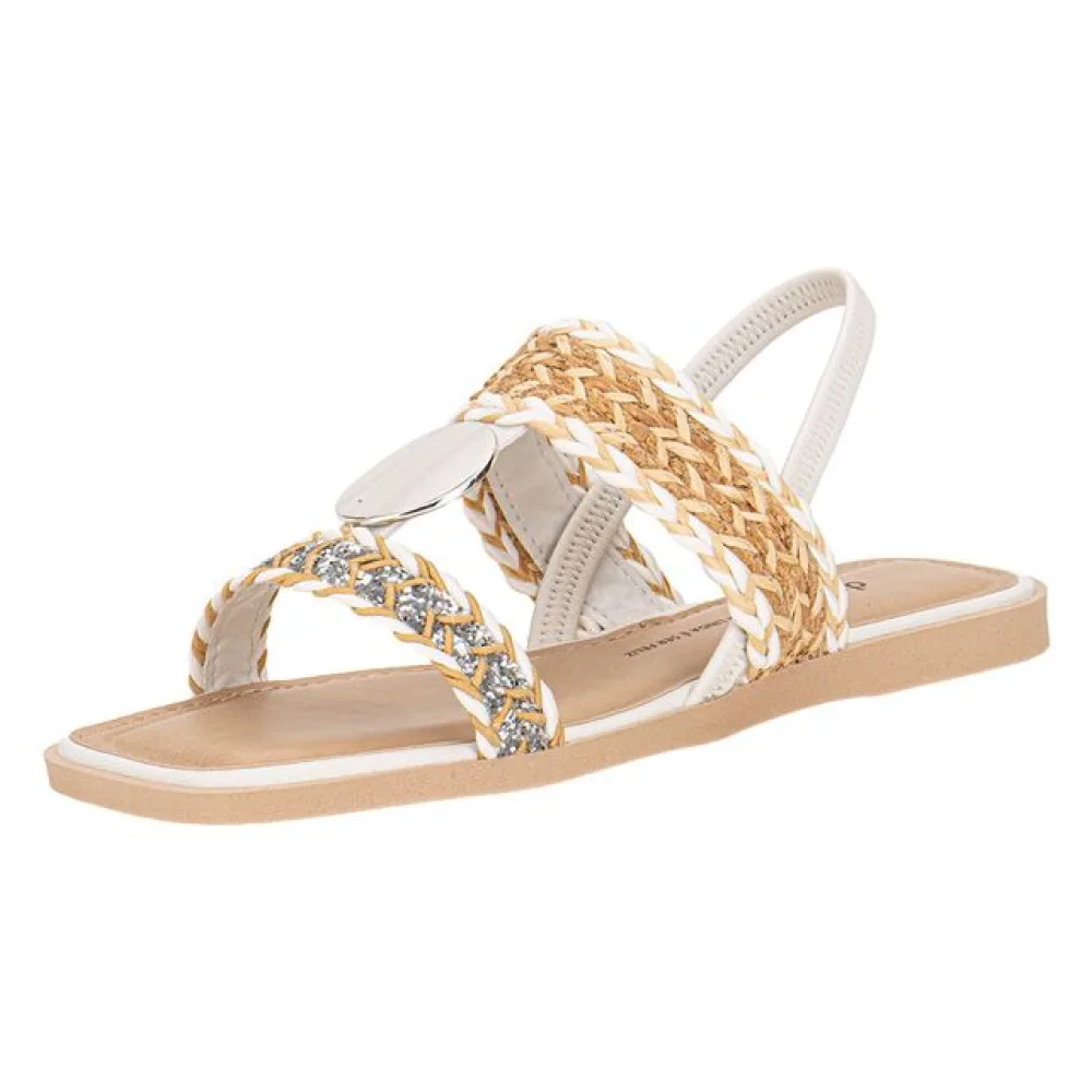 Sandália Feminina Flat Dakota Y8102 BRANCO/BEGE 34