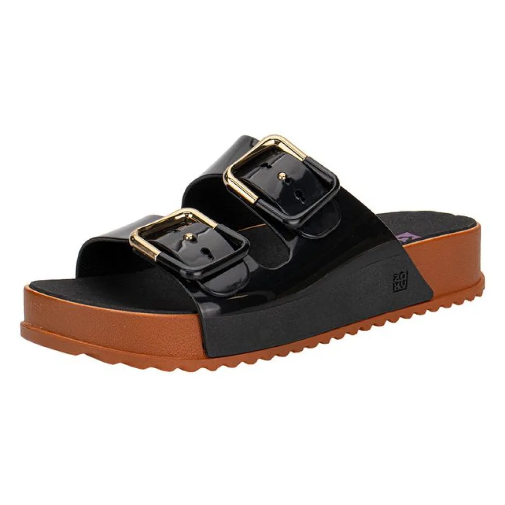 Sandália Feminina Conforto Partner Soft Zaxy 19333 PRETO/CAFÉ 33/34