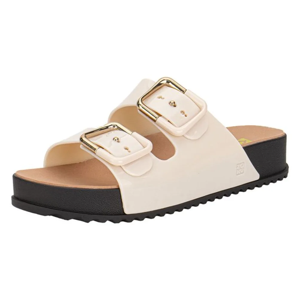 Sandália Feminina Conforto Partner Soft Zaxy 19333 BEGE/PRETO 35