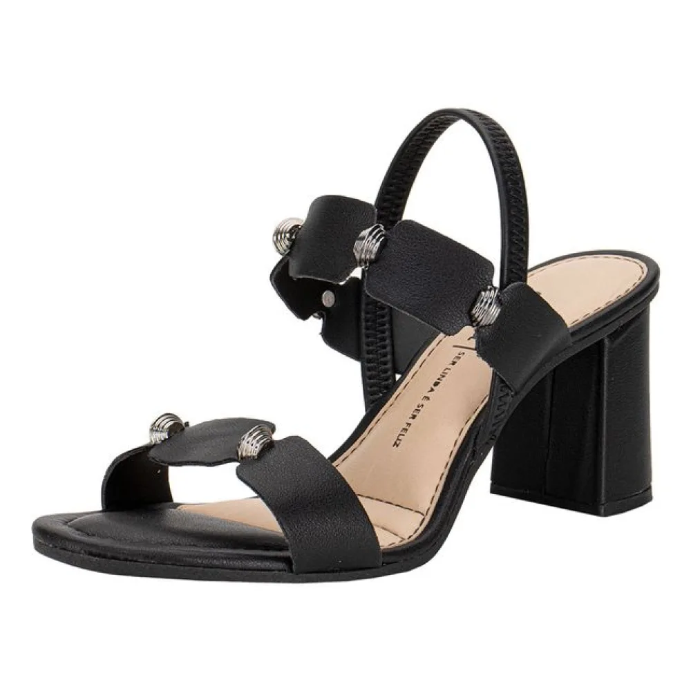 Sandália Feminina Salto Grosso Dakota Y8762 PRETO 34
