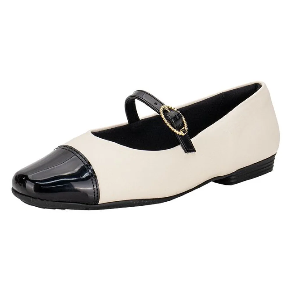 Sapatilha Feminina Flat Piccadilly 250245 BEGE/PRETO 34