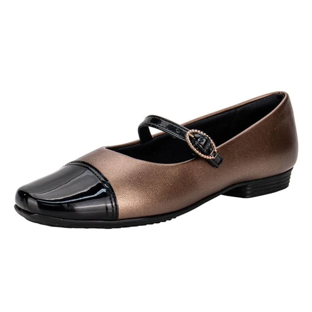 Sapatilha Feminina Flat Piccadilly 250245 BRONZE/PRETO 36