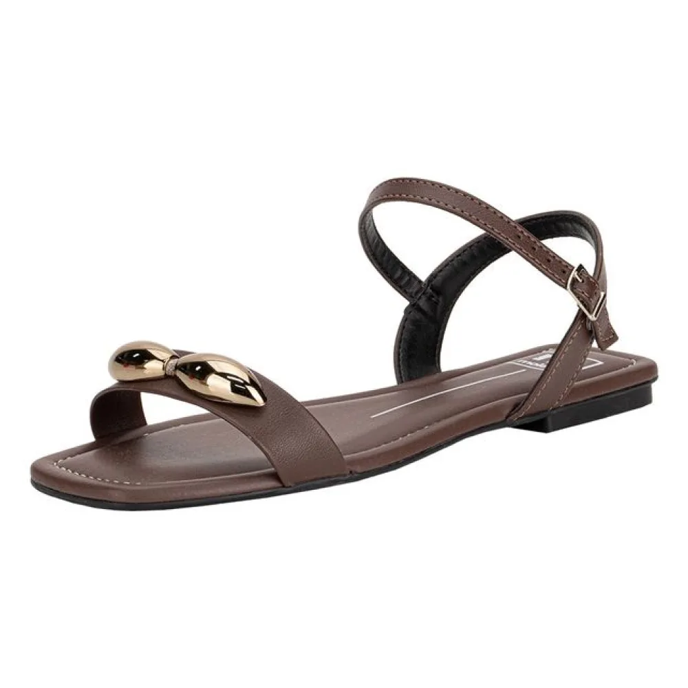 Sandália Feminina Flat Moleca 5462143 CHOCOLATE 35