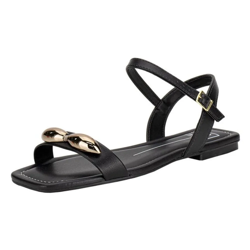 Sandália Feminina Flat Moleca 5462143 PRETO 34
