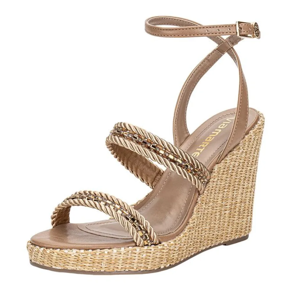 Sandália Feminina Anabela Via Marte 295001 BEGE 34