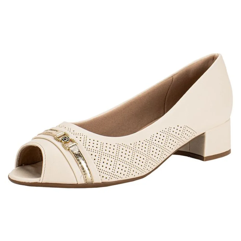 Peep Toe Feminino Salto Grosso Piccadilly 114156 MARFIM 35