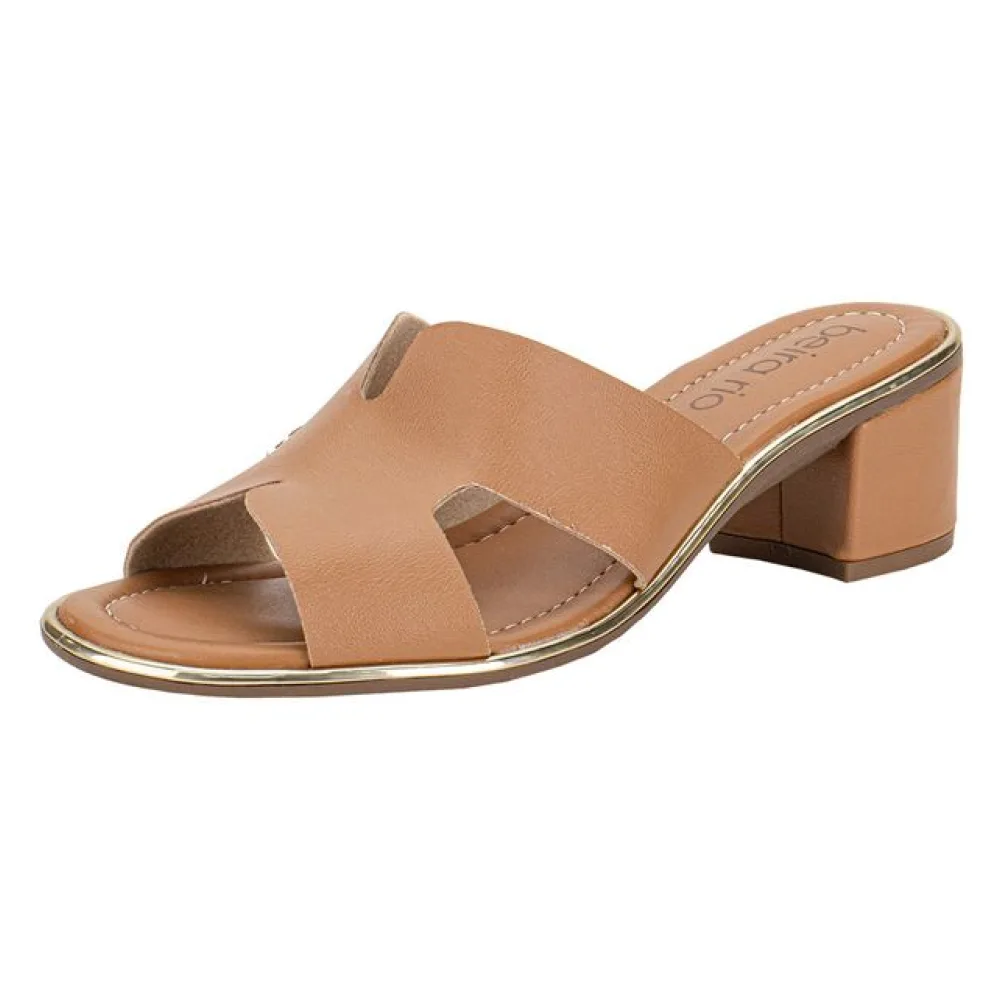 Tamanco Feminino Salto Grosso Beira Rio 8379251 CAMEL 34