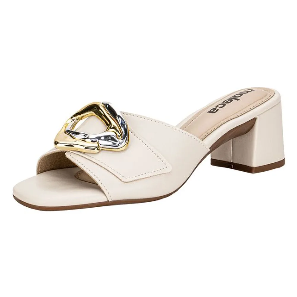 Tamanco Feminino Salto Grosso Moleca 5496117 MARFIM 34