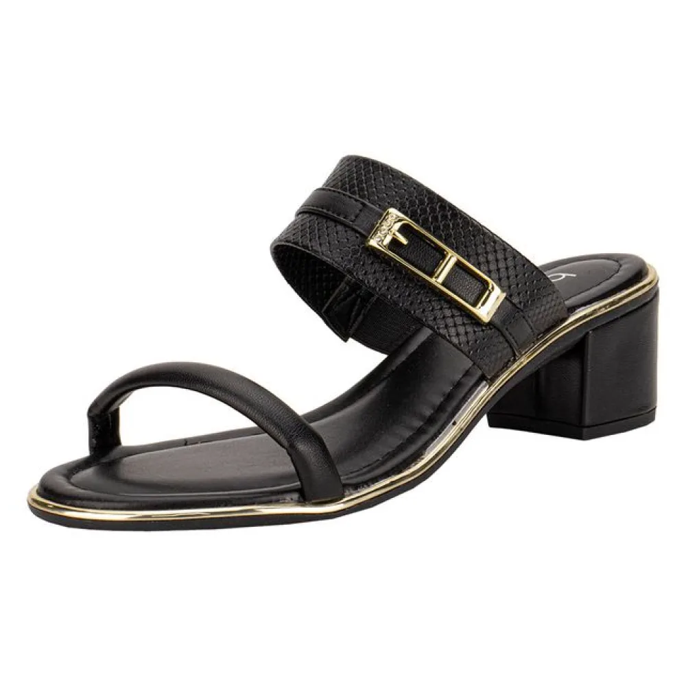 Tamanco Feminino Salto Grosso Beira Rio 8379252 PRETO/DOURADO 34