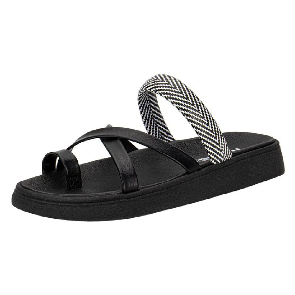 Tamanco Feminino Flat Moleca 5469145 PRETO/BRANCO 34