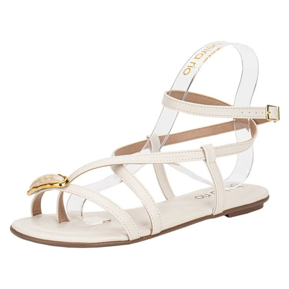 Sandália Feminina Flat Beira Rio 8367875 MARFIM 34