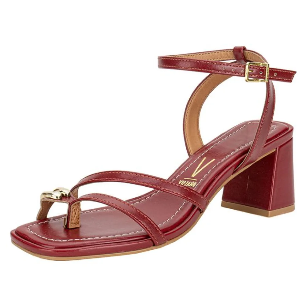 Sandália Feminina Salto Grosso Vizzano 6530105 VERMELHO 34