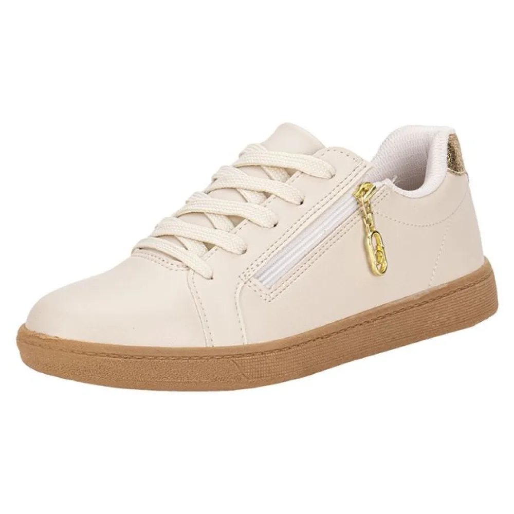 Tênis Feminino Casual Beira Rio 4313109 BEGE/DOURADO 35