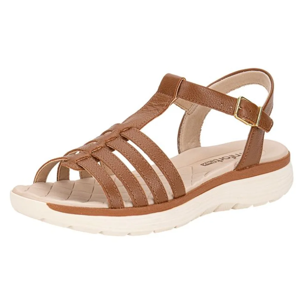 Sandália Feminina Flat Comfortflex 2543402 CARAMELO 34
