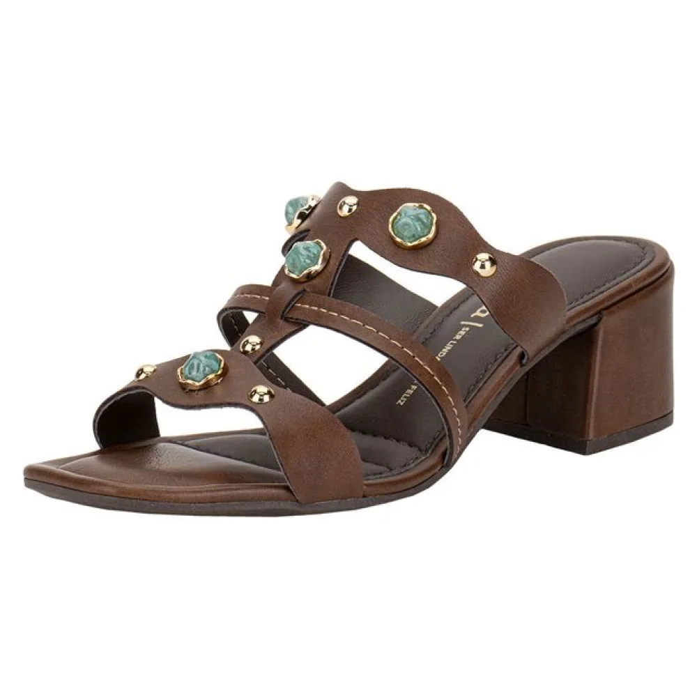 Tamanco Feminino Salto Grosso Dakota Y9582 CAFÉ 34