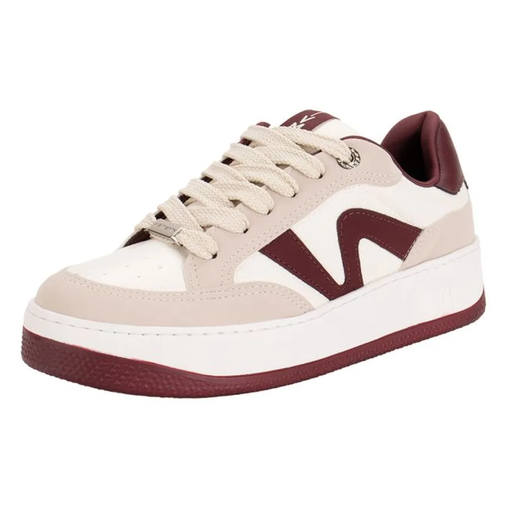 Tênis Feminino Casual Via Marte 209001 BEGE/VERMELHO 34