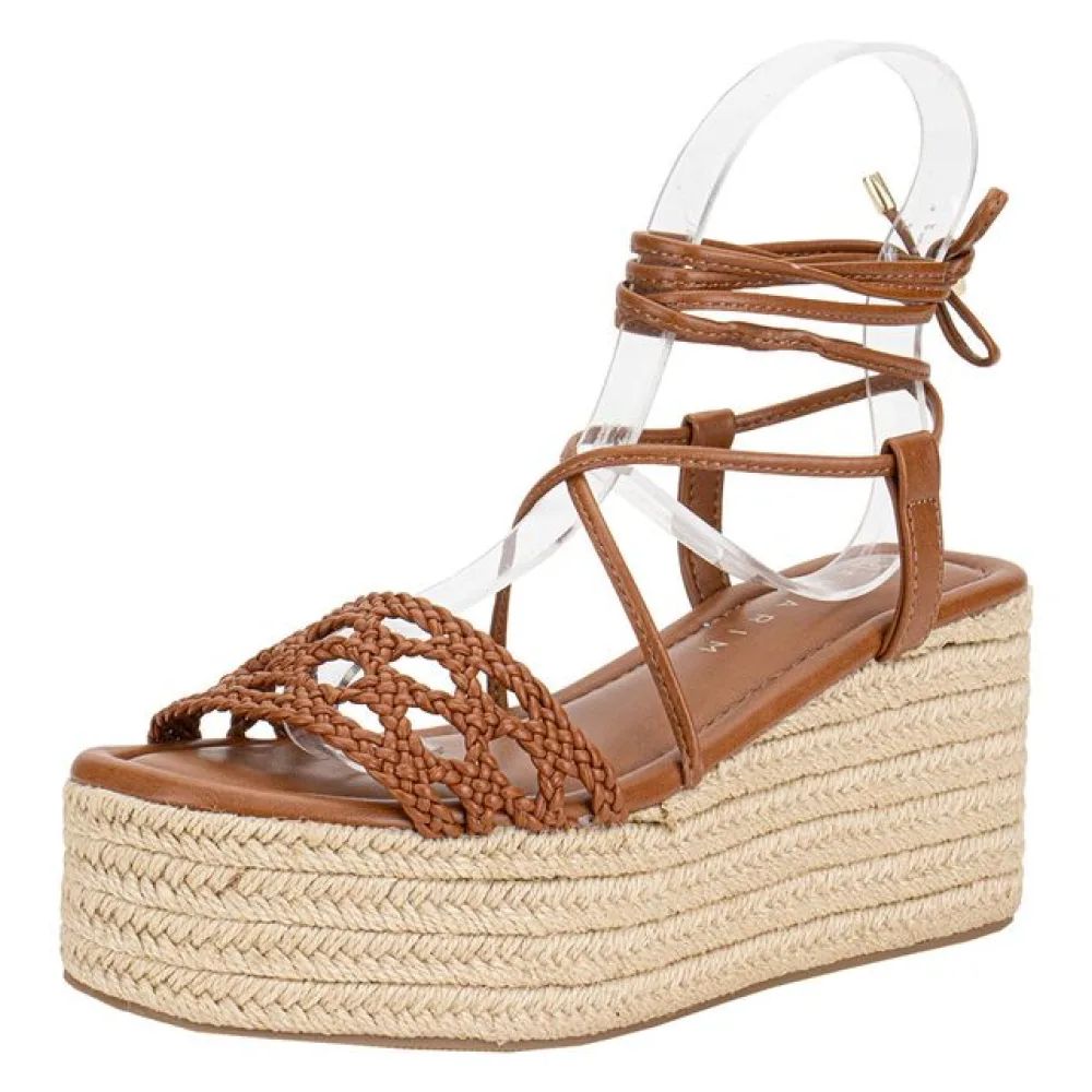 Sandália Feminina Anabela Ramarim 2536204 CAMEL 34