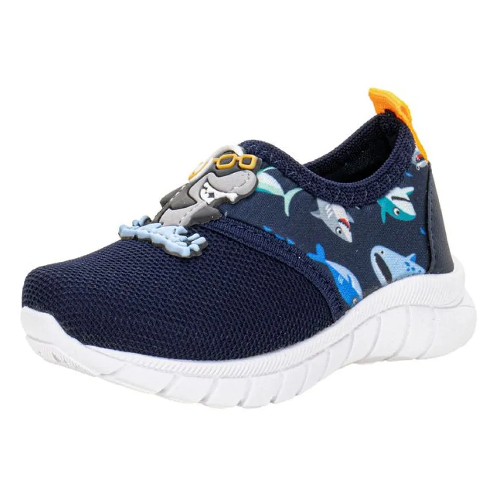 Tênis Infantil Masculino Slip On Kids Top - 335 AZUL/LARANJA 21